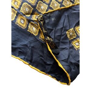 Dumont Vintage Silk Pocket Square Scarf Gold Geometric Made in Italy